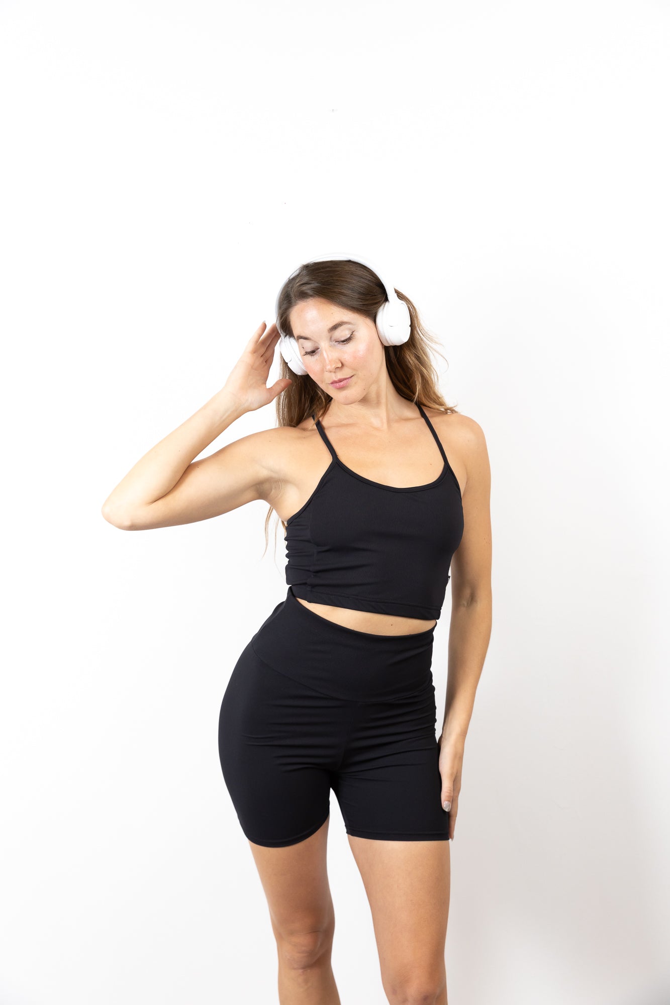 Biker black ribbed leggings