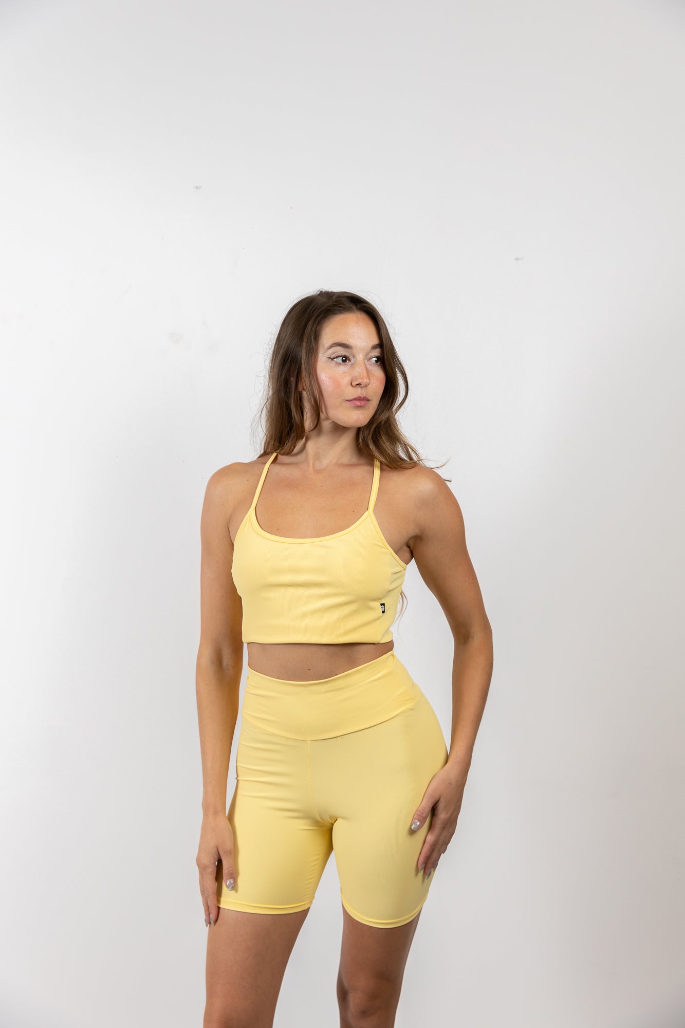Biker yellow ribbed leggings