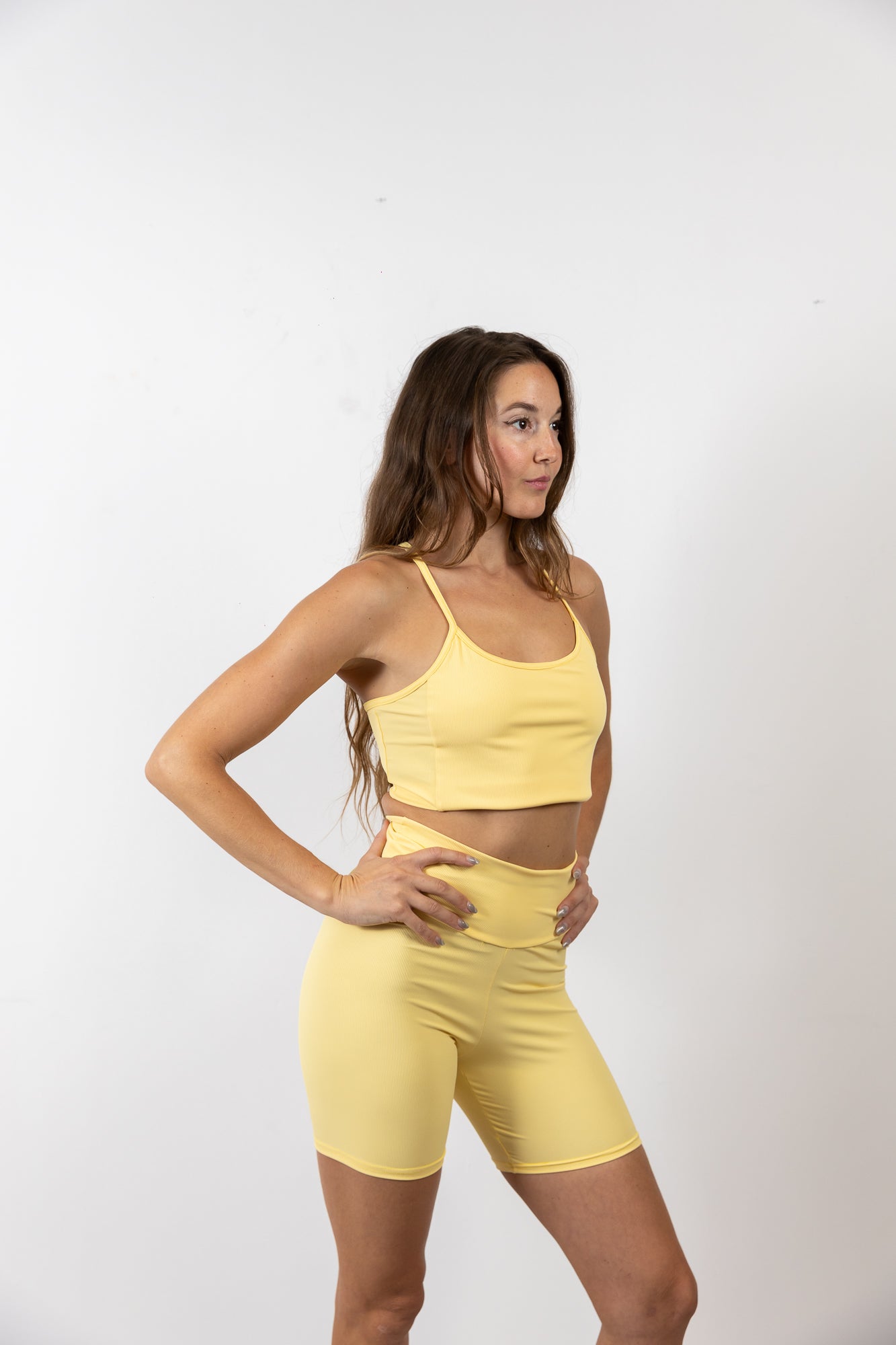 Biker yellow ribbed leggings