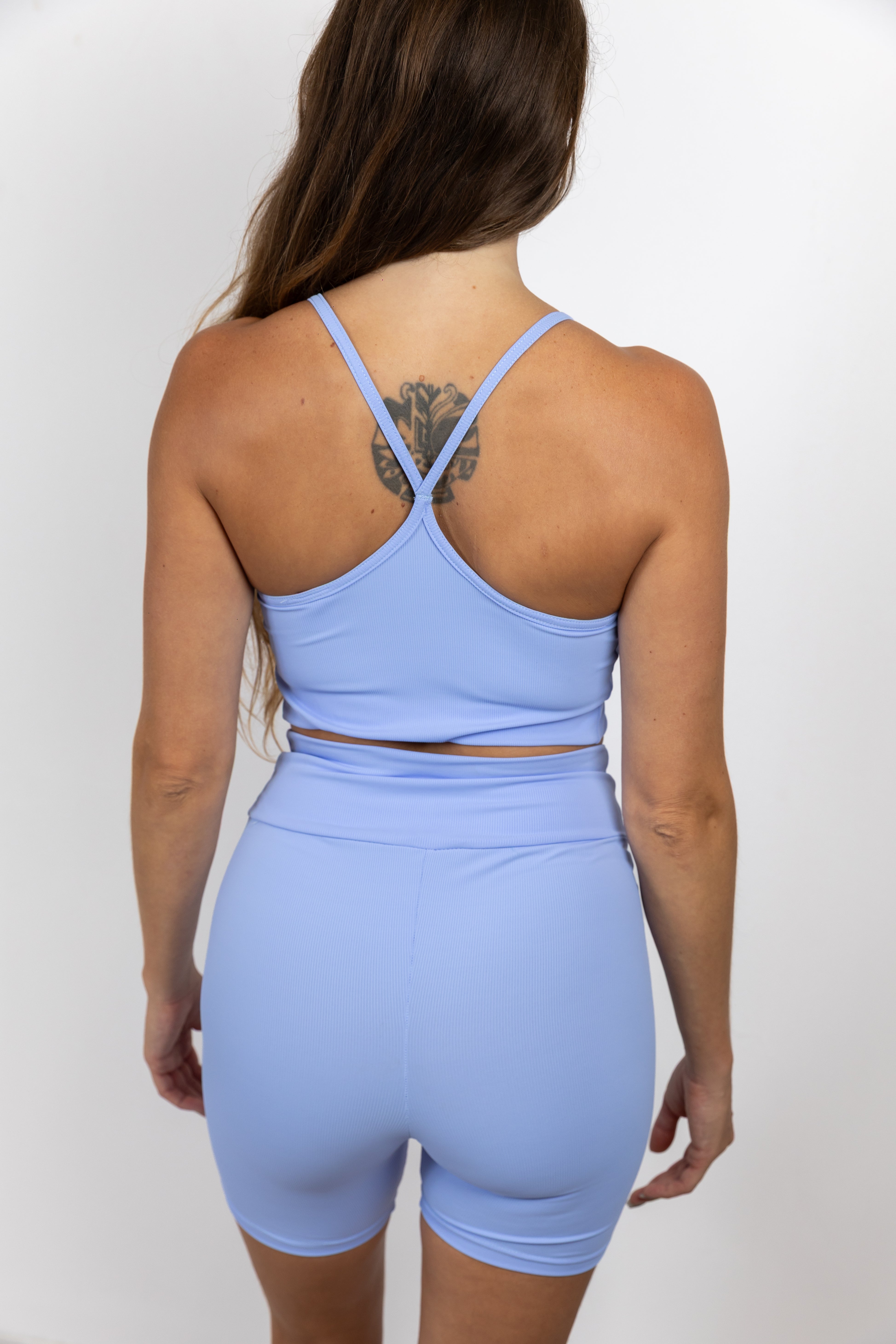 Biker baby blue ribbed leggings